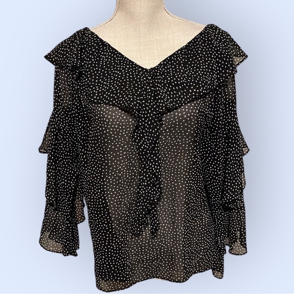 Max studio peasant blouse, black/white, sz L